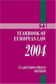 Cover of: Yearbook of European Law 2004: Volume 23 (Yearbook of European Law)