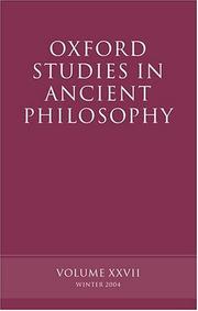 Cover of: Oxford Studies in Ancient Philosophy: Volume XXVII: Winter 2004 (Oxford Studies in Ancient Philosophy)