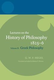 Cover of: Hegel: Lectures on the History of Philosophy Volume II by Robert F. Brown
