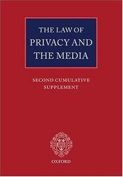 Cover of: The Law of Privacy and the Media: Second Cumulative Supplement