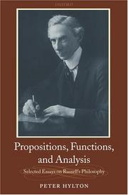 Cover of: Propositions, Functions, and Analysis: Selected Essays on Russell's Philosophy