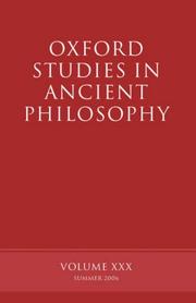 Cover of: Oxford Studies in Ancient Philosophy: Volume XXX by David Sedley