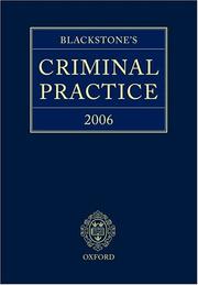 Cover of: Blackstone's Criminal Practice 2006 by 