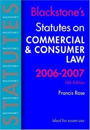 Cover of: Blackstone's Statutes on Commercial and Consumer Law 2006-2007