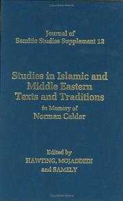 Cover of: Studies in Islamic and Middle Eastern texts and traditions in memory of Norman Calder