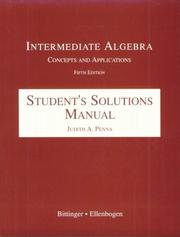 Cover of: Intermediate Algebra: Concepts and Applications : Student's Solutions Manual
