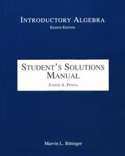 Cover of: Student's Solutions Manual: Introductory Algebra by Judith A. Penna, Judith A. Beecher