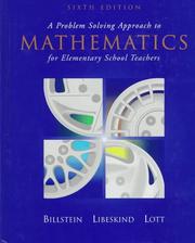 Cover of: A problem solving approach to mathematics for elementary school teachers by Rick Billstein, Rick Billstein