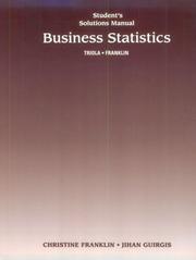 Cover of: Business Statistics  (Student Solutions Manual) by Mario F. Triola