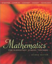 Cover of: Mathematics for elementary school teachers