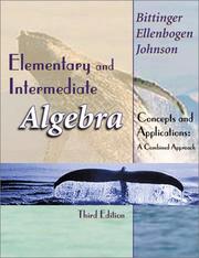 Cover of: A Elementary and Intermediate Algebra by Judith A. Beecher, David Ellenbogen, Barbara L. Johnson