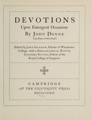 Cover of: Devotions upon emergent occasions