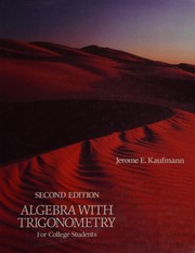 Cover of: Algebra with trigonometry for college students