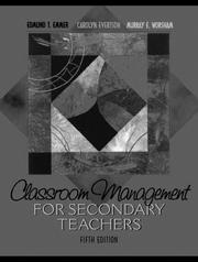Cover of: Classroom management for secondary teachers