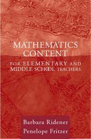Cover of: Mathematics Content for Elementary and Middle School Teachers