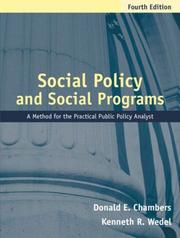 Cover of: Social Policy and Social Programs by Donald E. Chambers, Kenneth R. Wedel, Donald E. Chambers, Kenneth R. Wedel