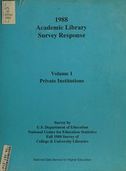 Cover of: 1988 Academic Library Survey Response