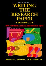 Cover of: Writing the Research Paper by Anthony C. Winkler, Jo Ray McCuen