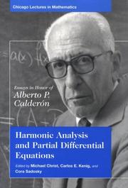 Cover of: Harmonic Analysis and Partial Differential Equations: Essays in Honor of Alberto P. Calderon (Chicago Lectures in Mathematics)