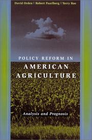 Cover of: Policy Reform in American Agriculture: Analysis and Prognosis
