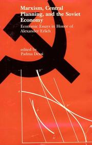 Cover of: Marxism, Central Planning, and the Soviet Economy: Economic Essays in Honor of Alexander Erlich