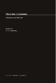 Cover of: Machine Learning: Paradigms and Methods (Special Issues of Artificial Intelligence)