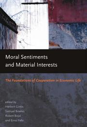 Cover of: Moral Sentiments and Material Interests by 