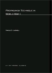 Cover of: Propaganda technique in World War I by Harold Dwight Lasswell