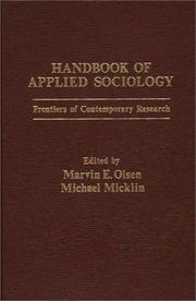 Cover of: Handbook of Applied Sociology: Frontiers of Contemporary Research