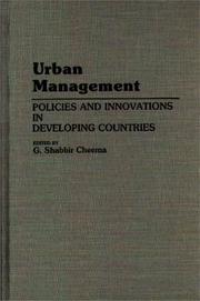 Cover of: Urban management: policies and innovations in developing countries