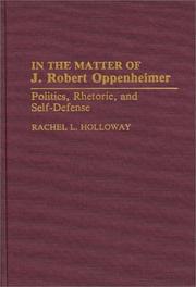 Cover of: In the matter of J. Robert Oppenheimer | Rachel L. Holloway