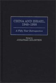 Cover of: China and Israel, 1948-1998: a fifty year retrospective