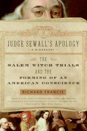 Cover of: Judge Sewall's Apology: The Salem Witch Trials and the Forming of an American Conscience