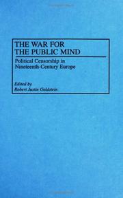 Cover of: The War for the Public Mind by Robert Justin Goldstein