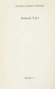 Cover of: Asthetik. -- by György Lukács