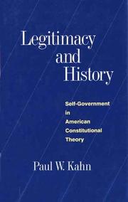 Cover of: Legitimacy and History: Self-Government in American Constitutional Theory