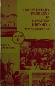 Cover of: Documentary problems in Canadian history