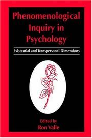 Cover of: Phenomenological inquiry in psychology: existential and transpersonal dimensions