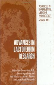 Cover of: Advances in lactoferrin research