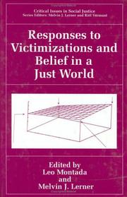 Cover of: Responses to victimizations and belief in a just world