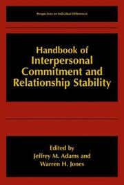 Cover of: Handbook of interpersonal commitment and relationship stability | 