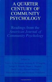 Cover of: A Quarter Century of Community Psychology by 