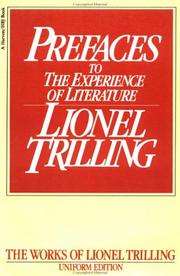 Cover of: Preface to the Experience of Literature by Lionel Trilling