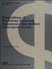 Cover of: Illustrations of pro forma financial statements that reflect subsequent events by Leonard Lorenson