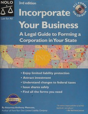 Cover of: Incorporate your business: a legal guide to forming a corporation in your state