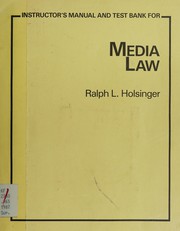 Cover of: Instructor's manual and test bank for Media law