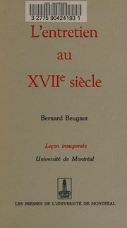 Cover of: L' entretien au XVIIe siècle.