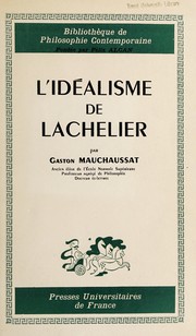 Cover of: L'idéalisme de Lachelier