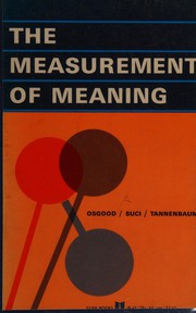 Cover of: The measurement of meaning