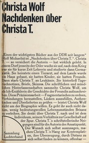 Cover of: Nachdenken über Christa T. by Christa Wolf